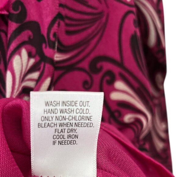 ELLE Women’s 1X Pink Black Swirl Print Top with Petal Neckline 3/4 Sleeve - Picture 4 of 6